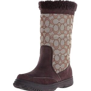 New Coach Women’s Sherman Signature Cold Weather Boots- Chestnut size 8B